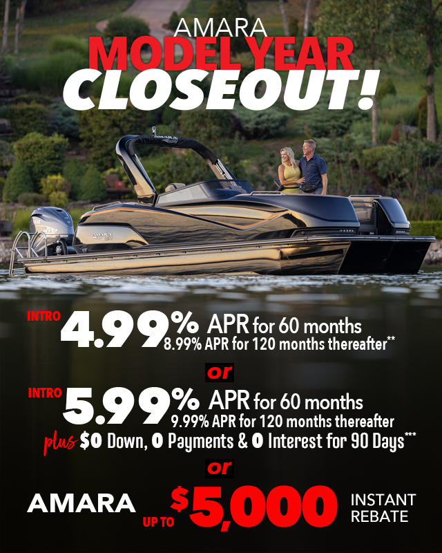 Amara pontoon boats promotions.