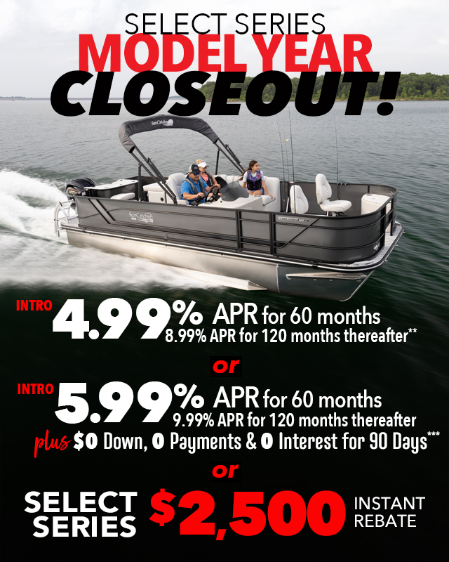 Select Series pontoon boats promotions.